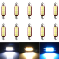 10pc c5w festoon led bulbs car interior accessories lights canbus for auto dome makeup lamps 3500k warm white ice blue 12v diode