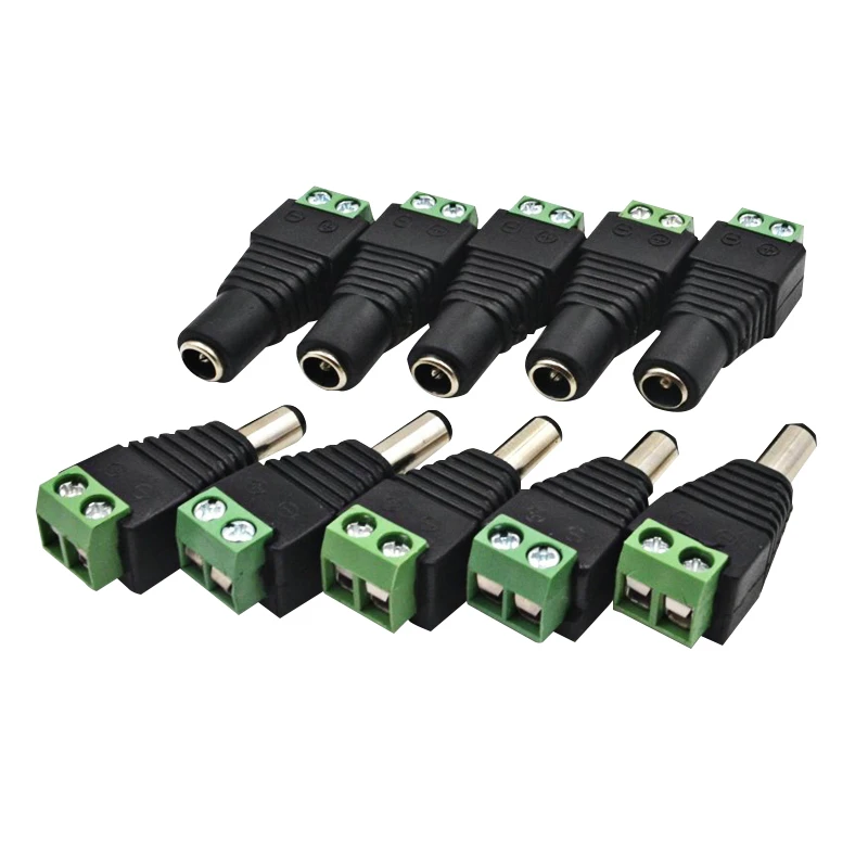 

5Pairs Male+Female DC Power Jack & Plug Screw-on Wire Connector for cctv cameras