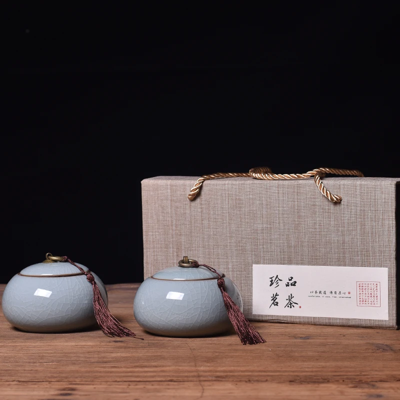 

Gift Ceramic Tea Caddies Storage Box Handmade Seal Round Moisture Proof Tea Caddies Container Caja Tea Household Products DG50TC