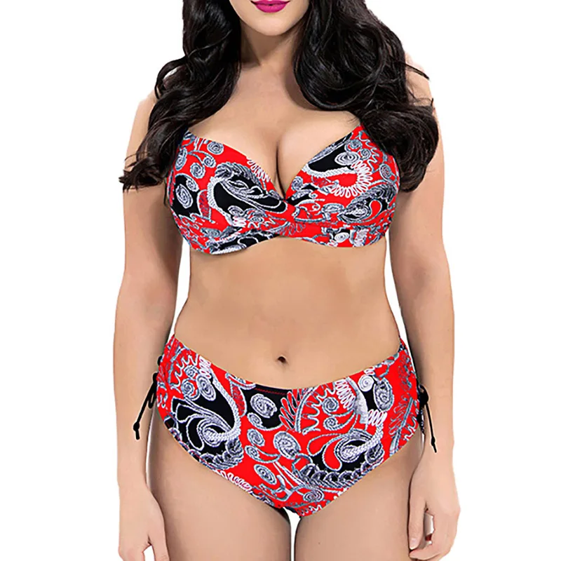 Женский раздельный купальник с высокой талией большие размеры | Женская одежда