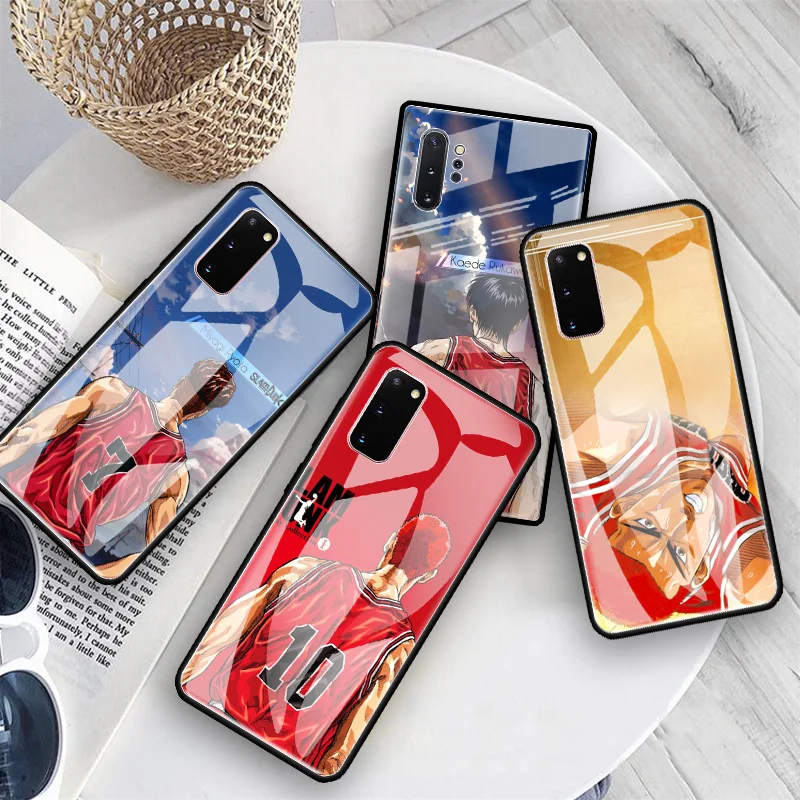 Slam Dunk Anime Glass Case For Samsung Galaxy S20 FE S10 S9 S8 Plus Note 20 Ultra 10 Lite 9 8 Mobile Phone Bag Cover Capas