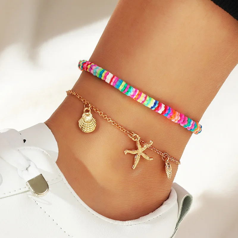 

Bohemian Colorful Bead Anklet Set For Women Handmade Elastic Strech Ankle Bracelet Girl Summer Beach Party Leg Foot Jewelry Gift