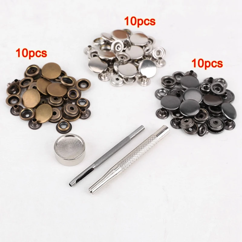 

30Pcs Metal Push Button 17Mm+ Tool Set For Leather Goods Leather