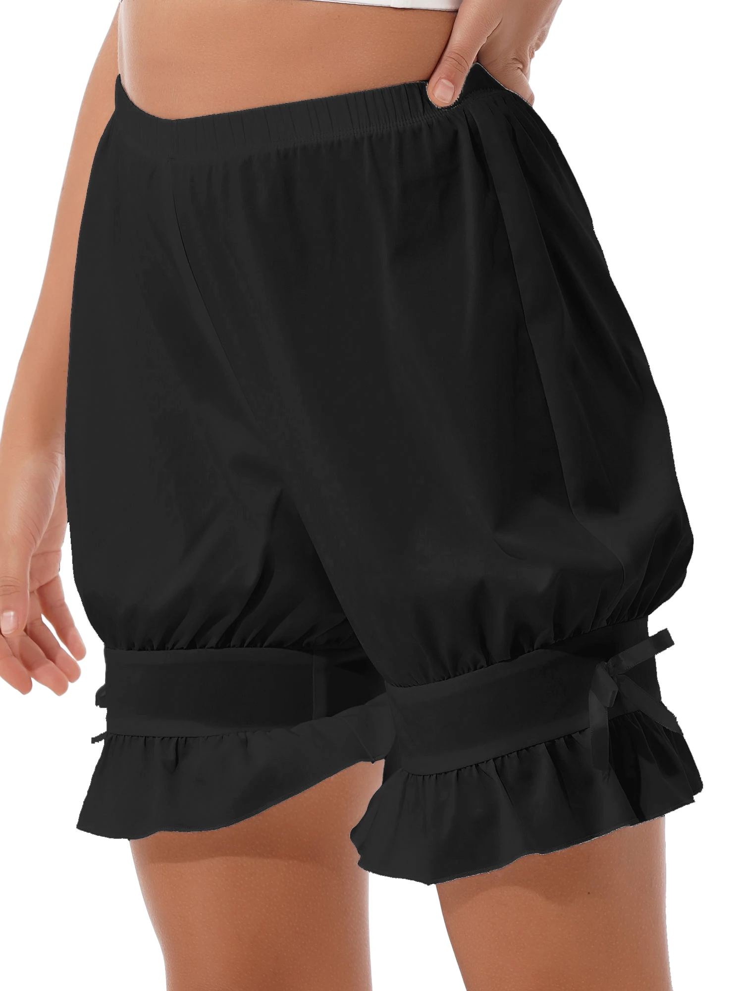 

Women Mid Waist Lolita Bloomers Pajama Bottoms Nightwear Homewear Elastic Waistband Ruffle Shorts Loungewear Sleep Shorts