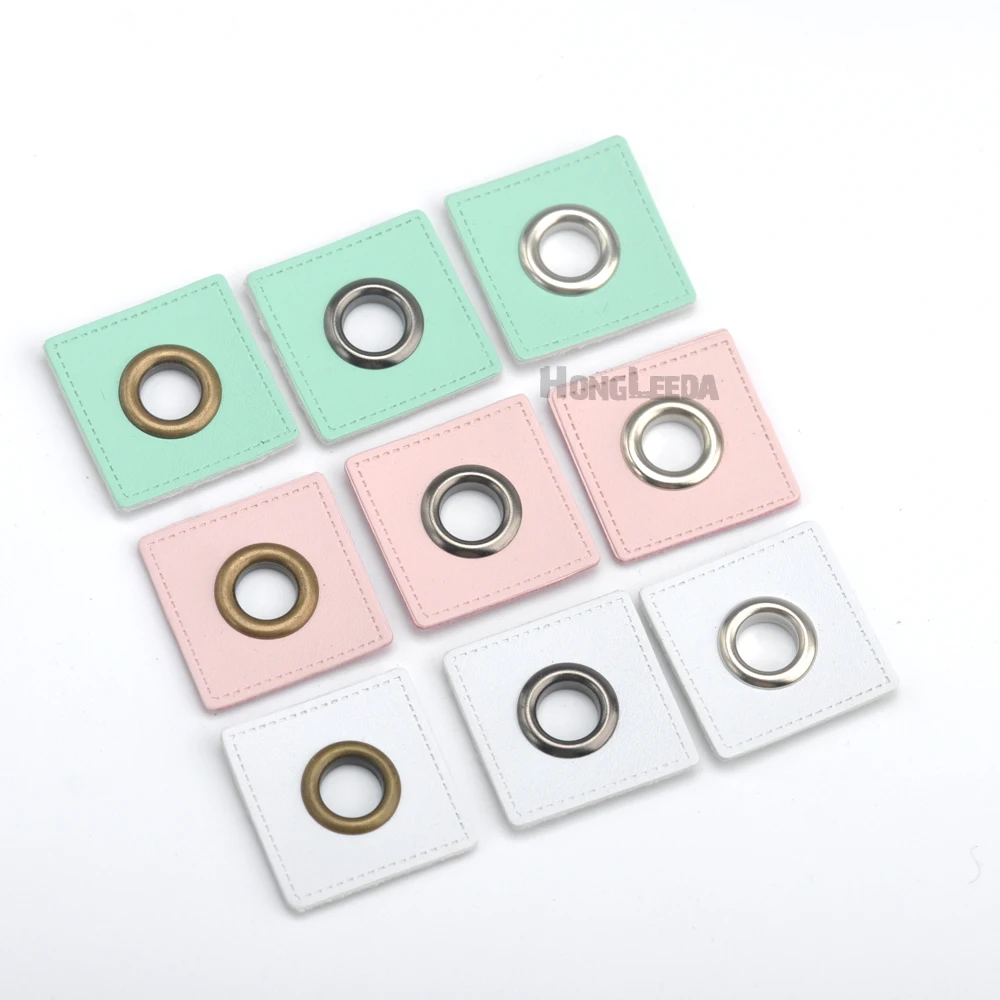 30 шт./лот 27 мм квадратные белые/розовые/Мятные искусственная кожа для шитья