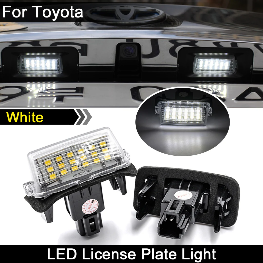 

2Pcs For Toyota Yaris Camry Corolla Prius Ractis Verso White LED License Plate Light Number Plate Lamp
