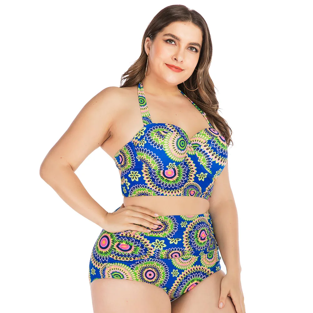 Комплект бикини с принтом купальник со шнуровкой оборками купальный костюм