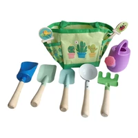 8pcs wood metal beach toy shovel spoon rake for boys girls play sand outdoor yard toy