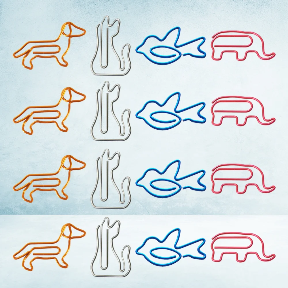 

40Pcs Lovely Animal Shaped Clips Paper Clips Creative Note Clips Paper Pin Clip for Party Gift Office Hand Account