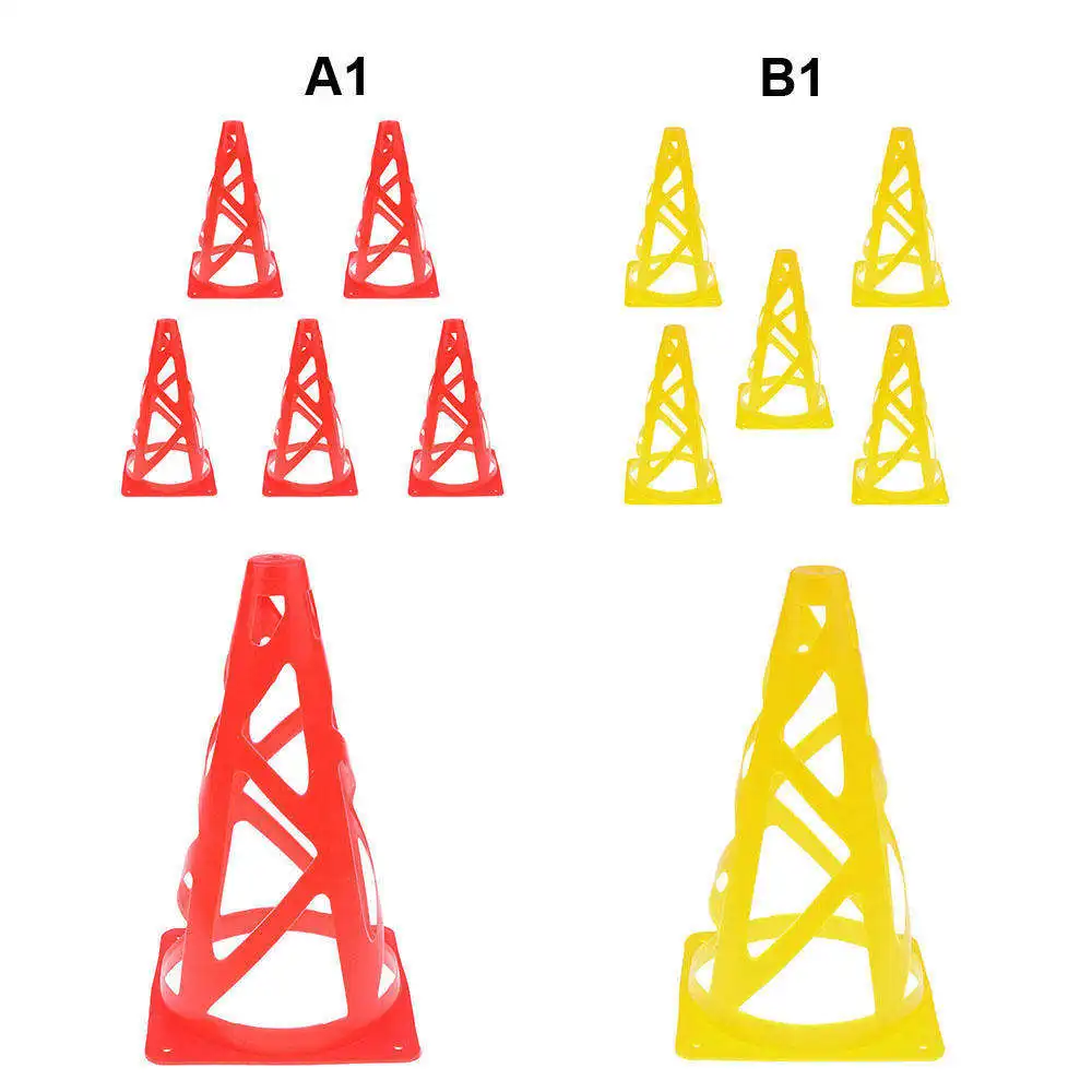 

5pcs 9" PE Sport Training Traffic Cone for Soccer Football Basketball Red Yellow