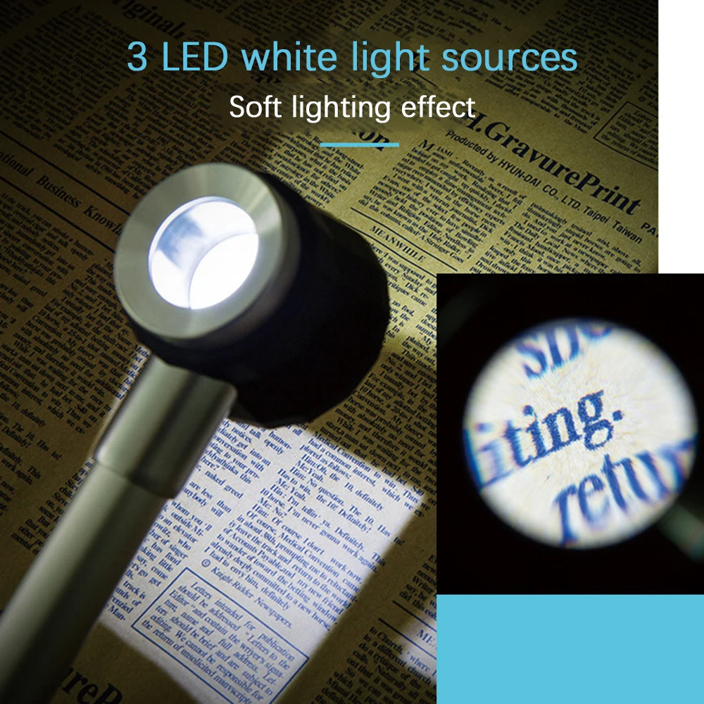 Портативная ручная Лупа с УФ светильник 10-кратный дерматоскоп ручкой плавное
