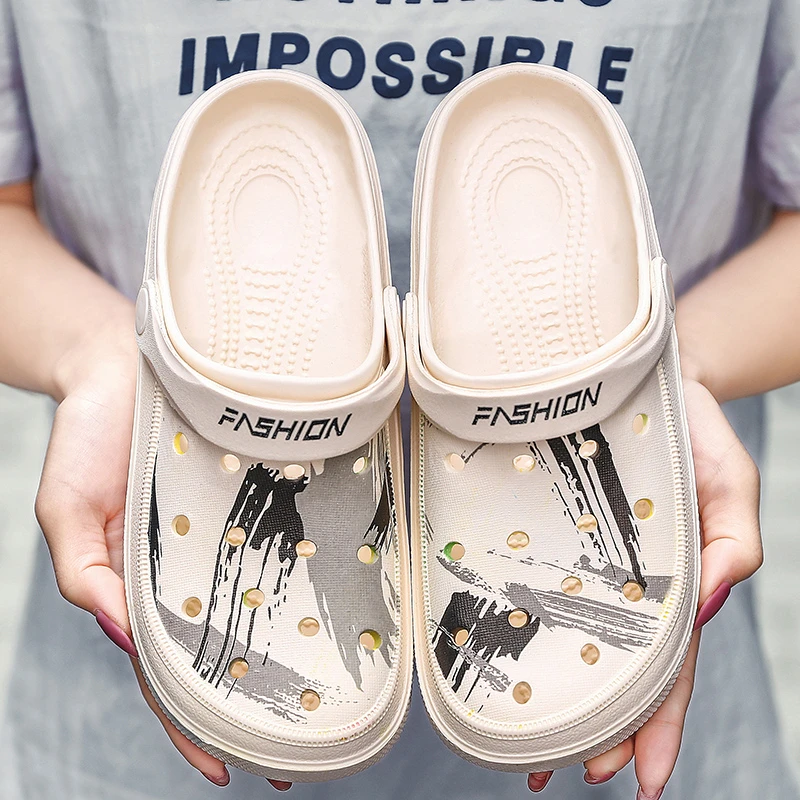 

Couple Air Cushion Beach Sandals Men Summer Slippers Waterproof Breathable Fashion Flat Slippers Large Size EVA Hole Shoes