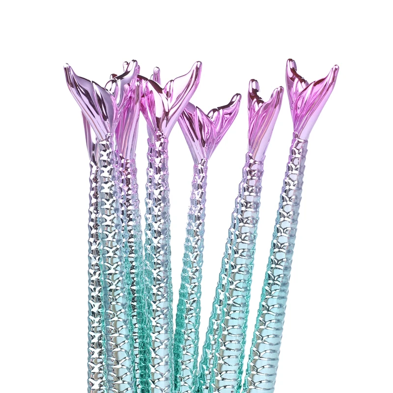 

10pcs mermaid tail makeup brush set matte colorful gradient color makeup brush set brush beauty tool