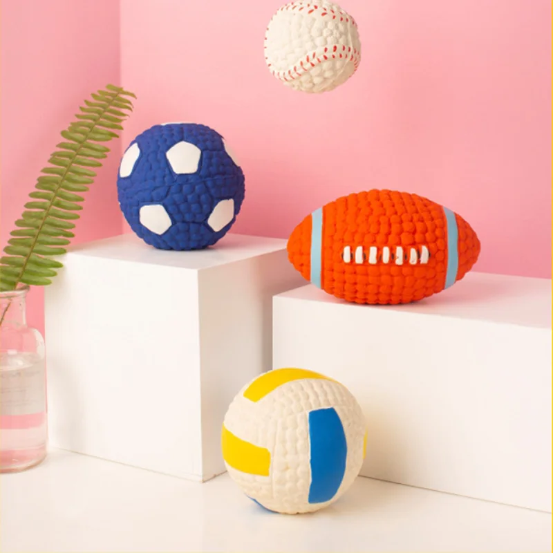 

Dog Toys Latex Rugby Tennis Dog Bites Vocal Ball Pet Toys Puppy Accessories Dog Supplies Molar Bite Rubber Chew Ball