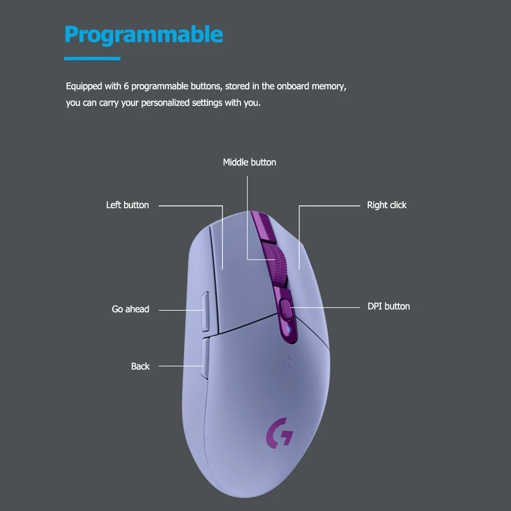 

Logitech G304 LIGHTSPEED Gaming Mouse HERO Sensor 12000DPI Adjustable 6 Programmable Buttons Wireless Mice