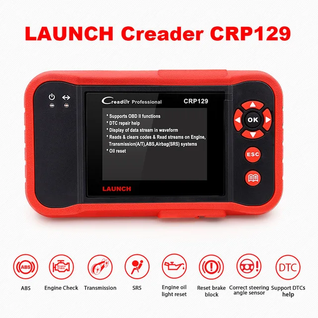 Запуск диагностического сканера КОД Creader CRP129 ENG/AT/ABS/SRS EPB SAS масло сбрасывает obd2 читатель CRP 129 сканирующий инструмент в России - Цвет: Белый