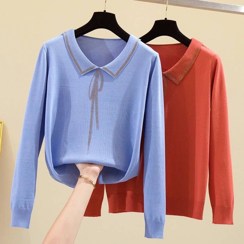 

Women 2020 Autumn Winter Plus Size Knitted Sweaters Pullovers Jumpers Fashion Korean Loose Beading Oversize Female Knitwear Top