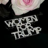 handmade word brooch pins women for trump words lapel pins in sliver tone rhinestone jewelryaccessories unique gift wholesale