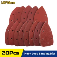 14098mm 5hole sanding sheets triangle red sandpaper hook loop 40 1000 grits abrasive sanding disc for wood sanding20 pcs