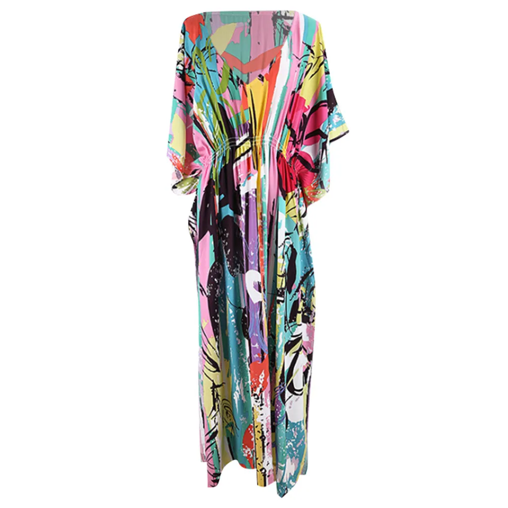 Летний праздник 2020 женское модное свободное пляжное платье с v-образным вырезом и