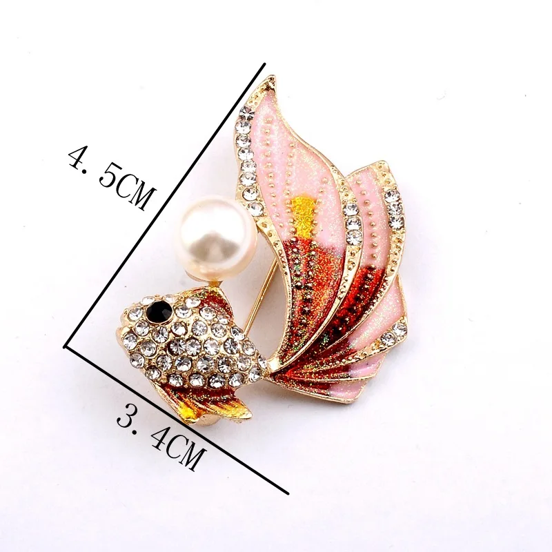 Милая Цветная брошь Золотая рыбка модные броши с жемчугом и животными | Украшения