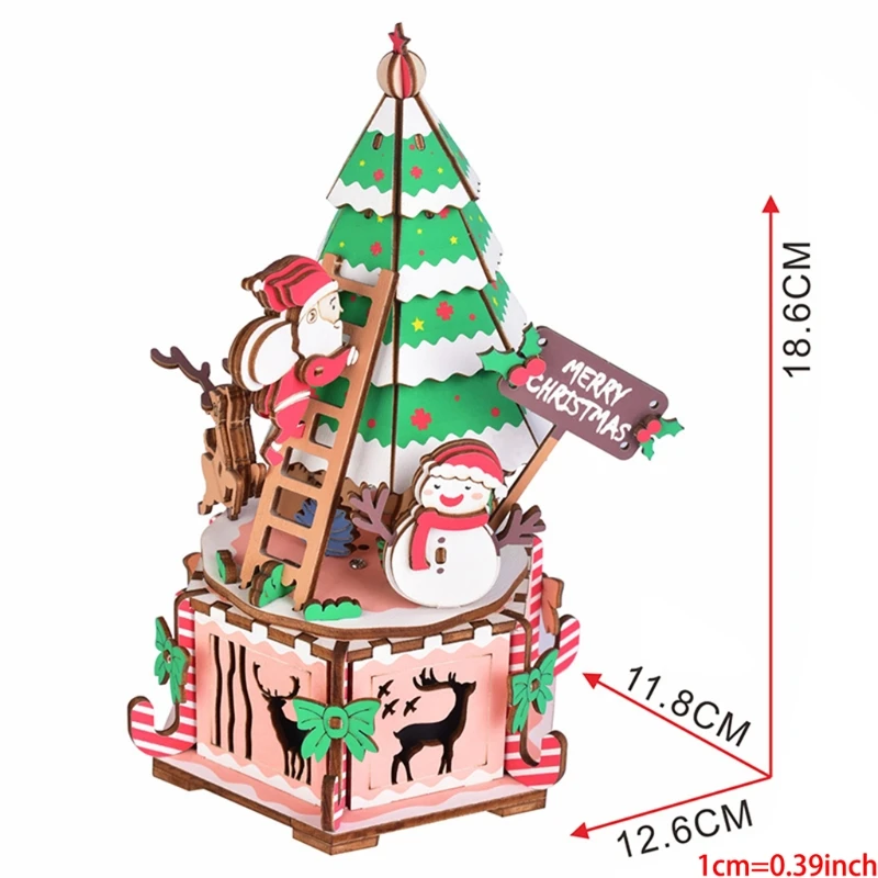 

Christmas Creative Music Box DIY Wooden Music Box Home Decoration Mini Assembly Model Music Box