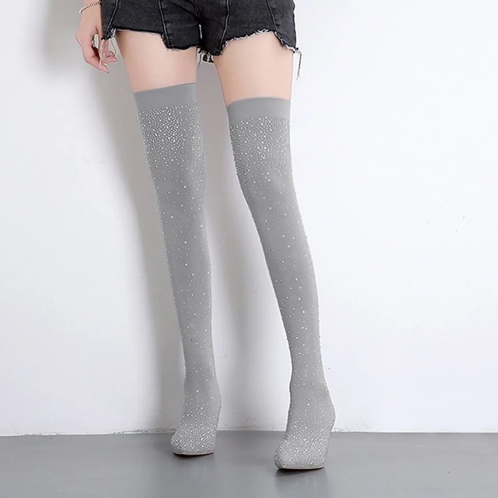 Женские однотонные высокие сапоги до бедра женские пикантные эластичные с