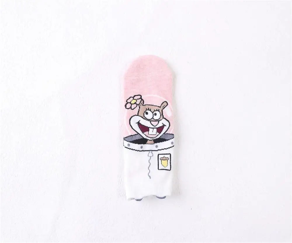 A 1pair 1 пара/5 пар, новинка года, женские хлопковые носки, Harajuku, модные носки со смешным рисунком губки боба, повседневные носки со смешным рисунком, Лидер продаж - Цвет: A 1pair