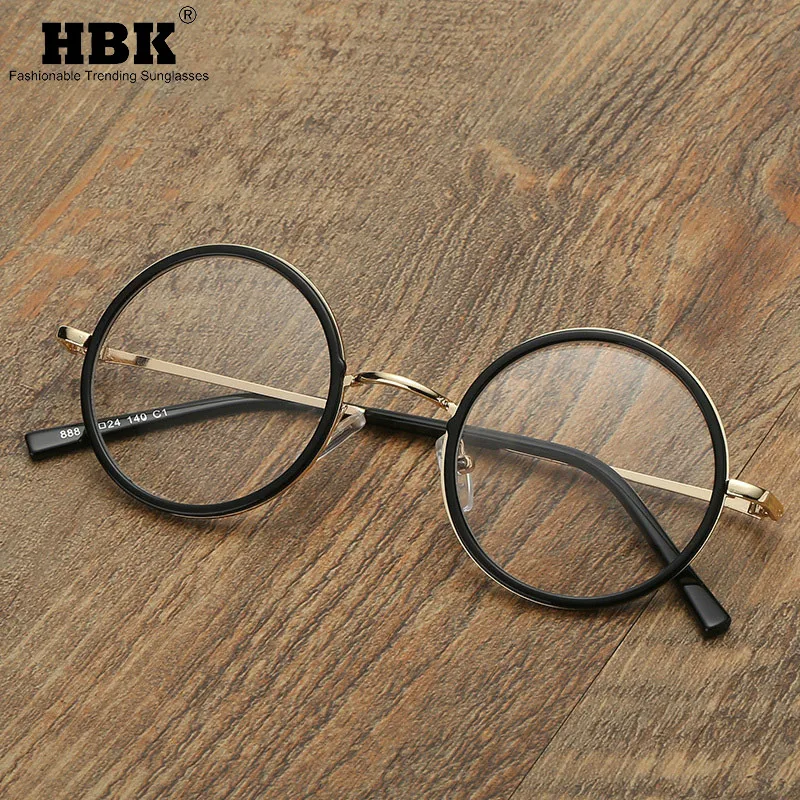HBK винтажные круглые оправа очки Модные прозрачные линзы Ботан в духе гиков ретро