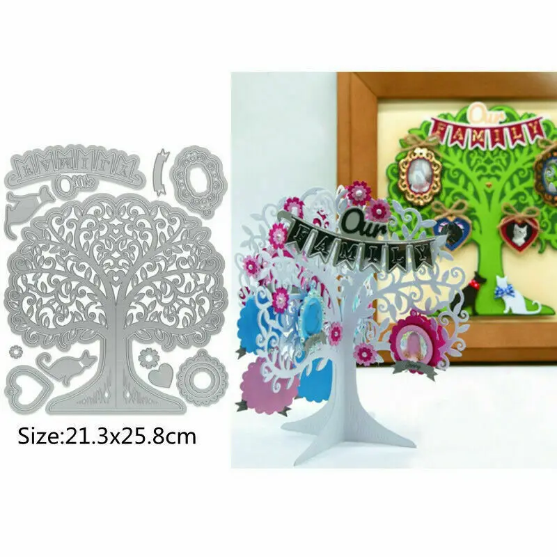 Troqueles de corte de Metal para tarjetas de &aacute;rbol familiar de Navidad, troqueles artesanales de papel para &aacute;lbum de recortes, DIY-1