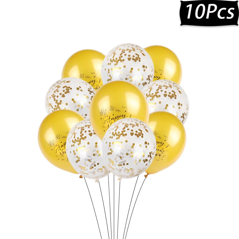 10pcs gold Воздушный шар из фольги с новогодней звездой, круглый шар с номером для Рождественского украшения дома, новогодний декор, поставки Navidad - Цвет: 10pcs gold
