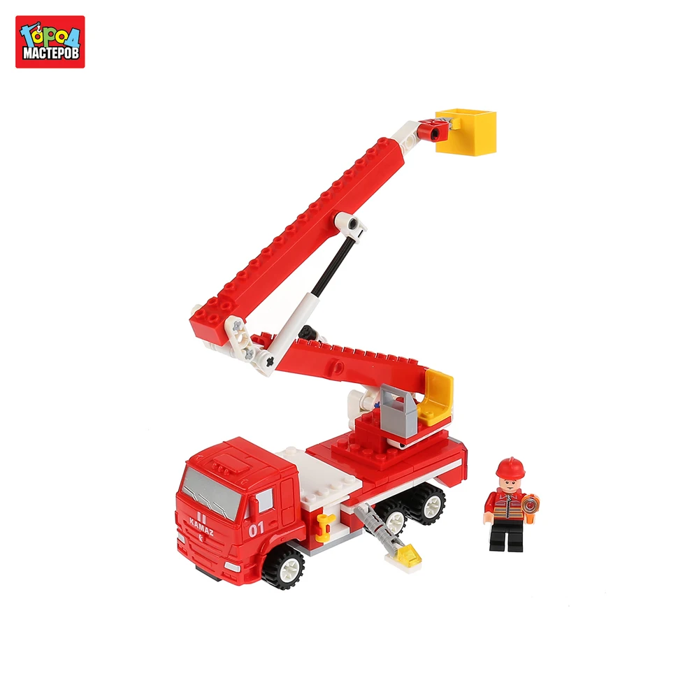 Конструктор Город мастеров КАМАЗ пожарная машина с люлькой 136 деталей
