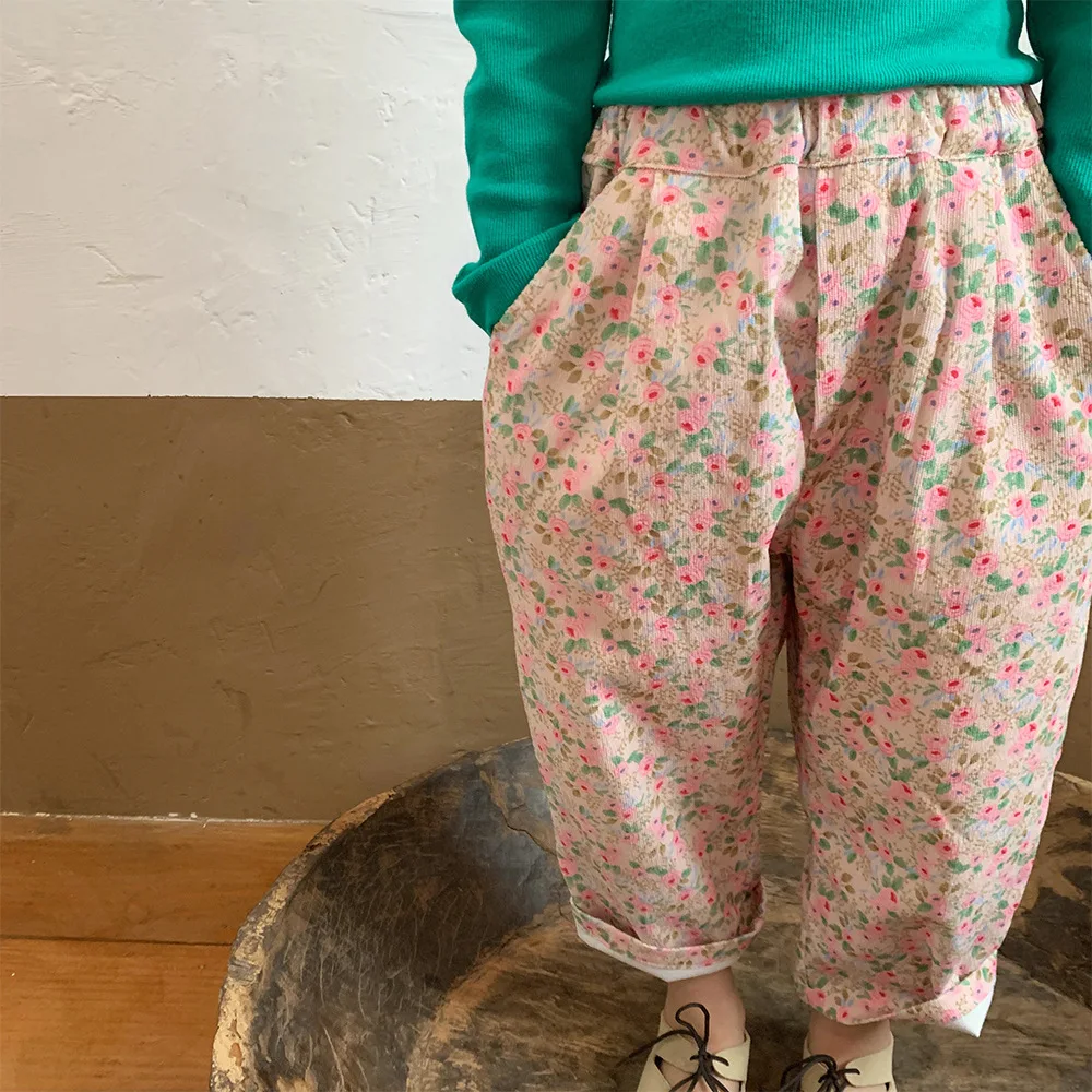 

Girls' Broken Flower Pants 2021 Autumn New Children's Fashion Autumn Casual Pants Thin Breathable Fashion Pants Girls Pants