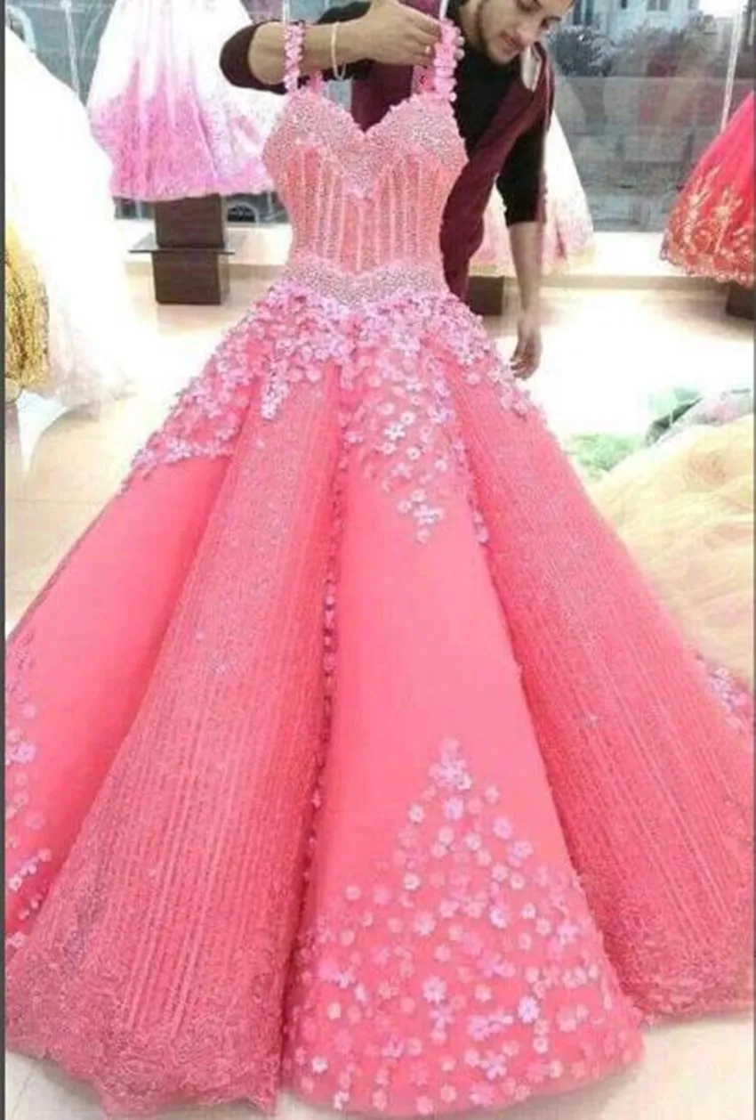 Изысканное роскошное свадебное платье 2020 розовое на тонких бретельках лиф