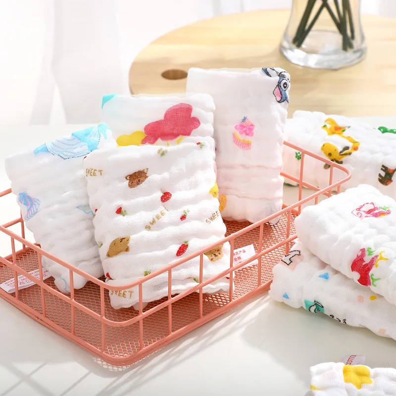 

5pcs/Lot Baby Handkerchief Square Fruit Pattern Towel 28x28cm Muslin Cotton Infant Face Towel Wipe Cloth Baby Stuff for Newborns