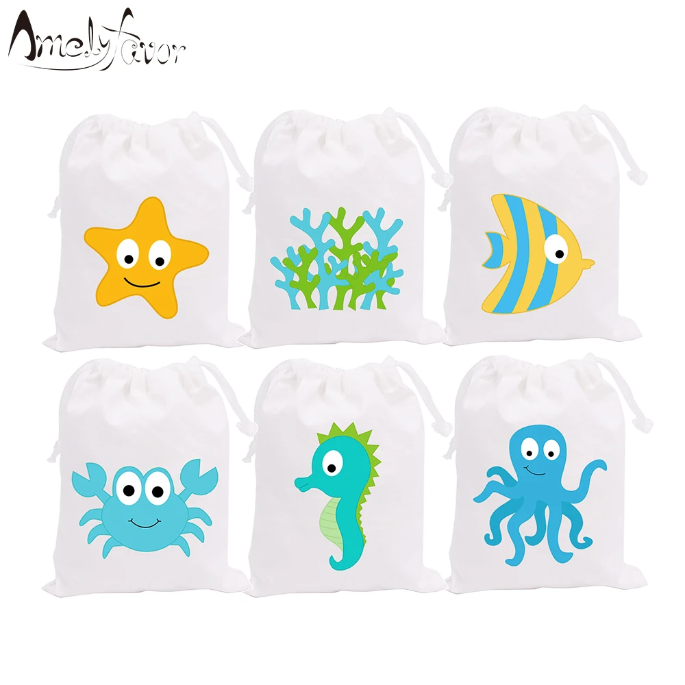 

Under the Sea Theme Party Bag Gift Candy Bags Custom Marine Creatures Animal Birthday Event Decorations Party Container Supplies