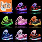 Светящиеся Детские кроссовки с двумя колесами, размеры 28-43