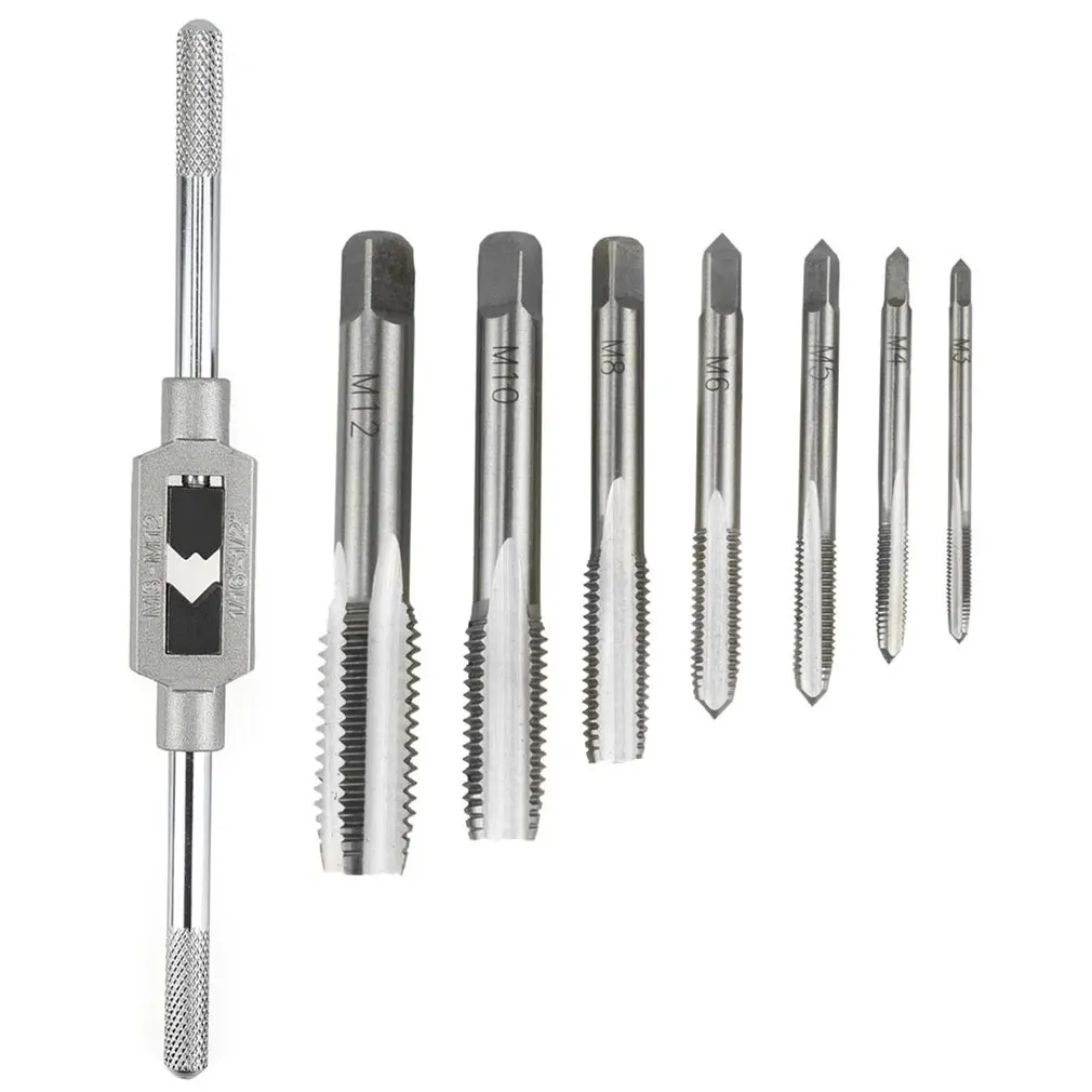 

8PCS Tap And Die Set Hand Hardware Tools Machine Screw Thread Metric Plug Tap Screw Taps Screw Thread Tap Drill