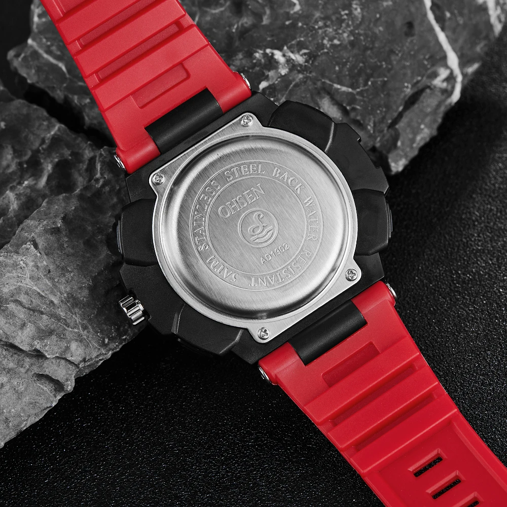 Мужские наручные часы OHSEN модные цифровые кварцевые с силиконовым ремешком и