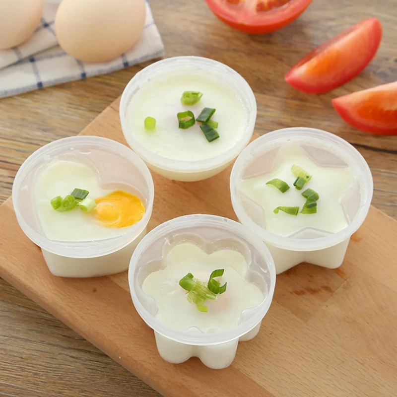 

4pcs Silicone Egg Poacher Plastic Steamed Egg Breakfast Mould Cook Poach Cup Oil Brush Pancake Maker Kitchen Cooking Tools