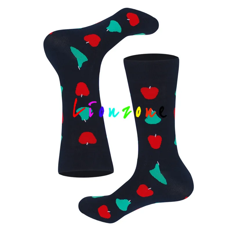 Black Fruits Lionzone Happy Socks женские носки больших размеров с фруктами и известными искусствами, дизайнерские носки хлопковые с забавным рисунком, уличная одежда, подарок для влюбленных - Цвет: Black Fruits