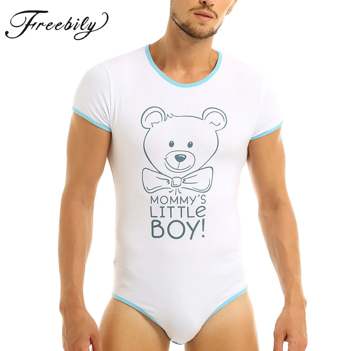 Комбинезон мужской с коротким рукавом рисунок милым медведем |