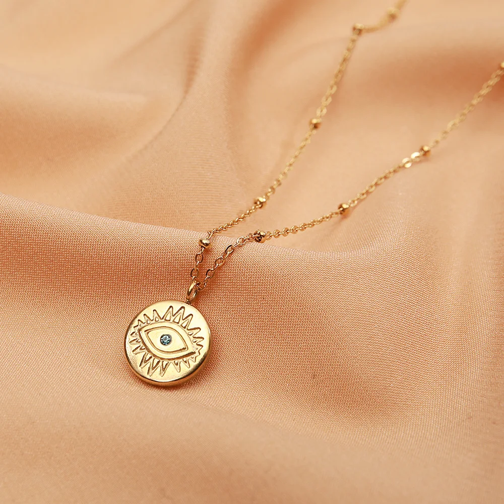 

Devil's Eye Necklace Titanium Steel 18K Gold Plated Color Preservation Women Necklace Vintage Jewelry Amulet Pendants