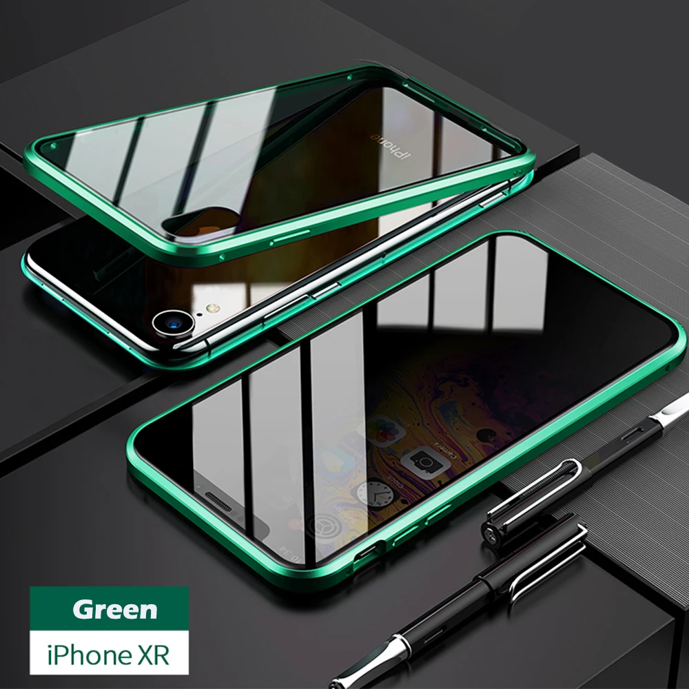 for iPhoneXR Двухсторонний чехол из закаленного стекла, Роскошный прозрачный чехол для телефона с открытым магнитом для 7 8 Plus 7Plus 8 Plus X XS MAX XR, чехол для телефона - Цвет: for iPhoneXR
