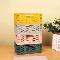 folding storage box plastic crate desktop storage organizer kitchen bathroom storage basket miscellaneous stationery stacking