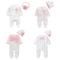 2020 spring newborn baby girl footies 0 3 months cotton white long sleeve baby jumpsuit with footies outfit baby girl clothing