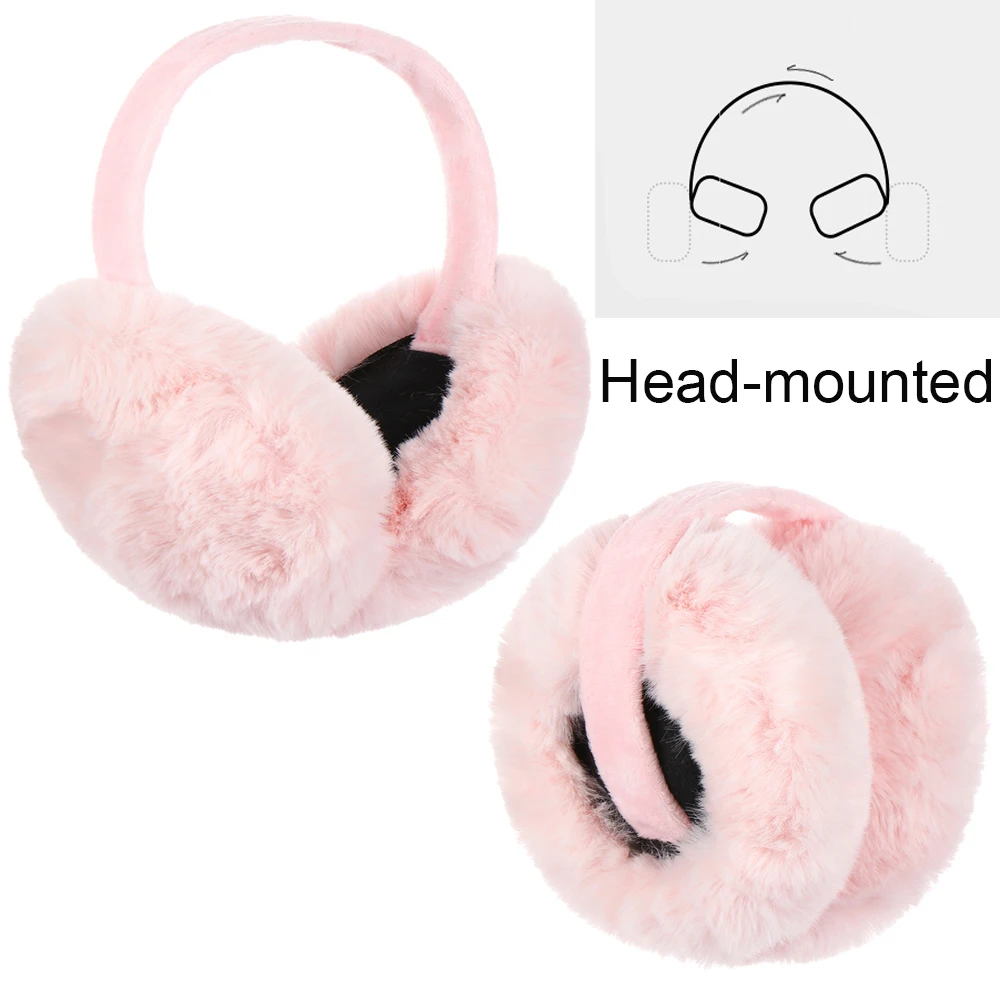 Зимние теплые плюшевые наушники мягкие стильные складные женские уличные лыжные