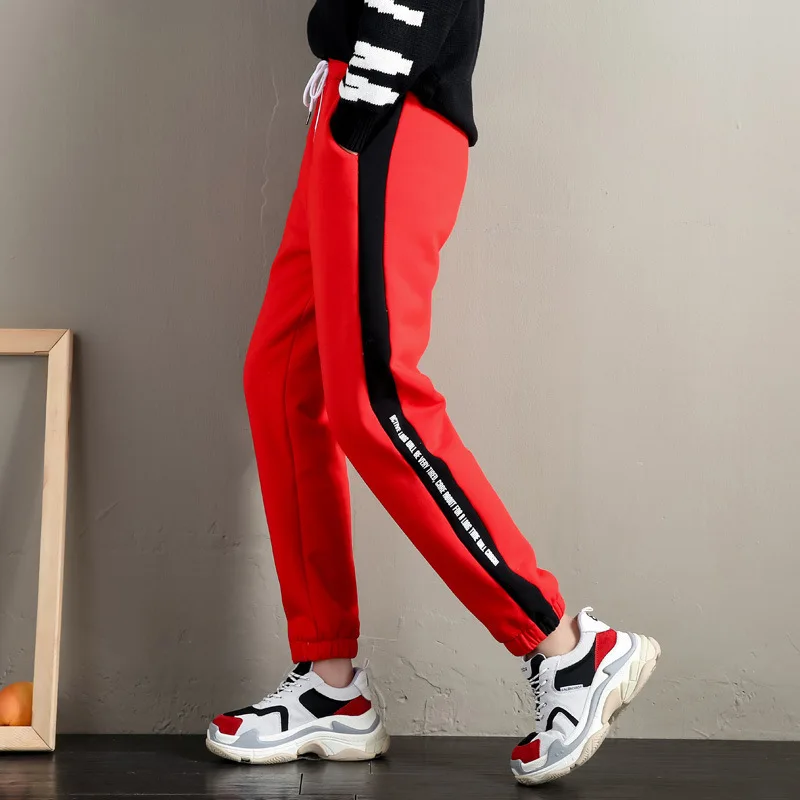 2018 зимние повседневные женские спортивные брюки корейские модные плотные теплые
