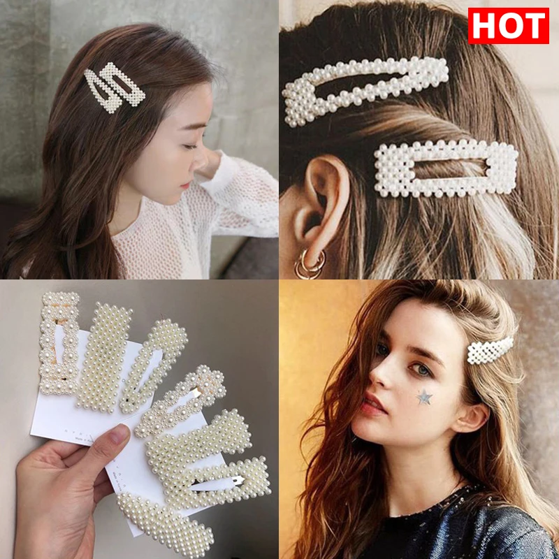 Заколки для волос женские металлические с имитацией жемчуга 2020 |