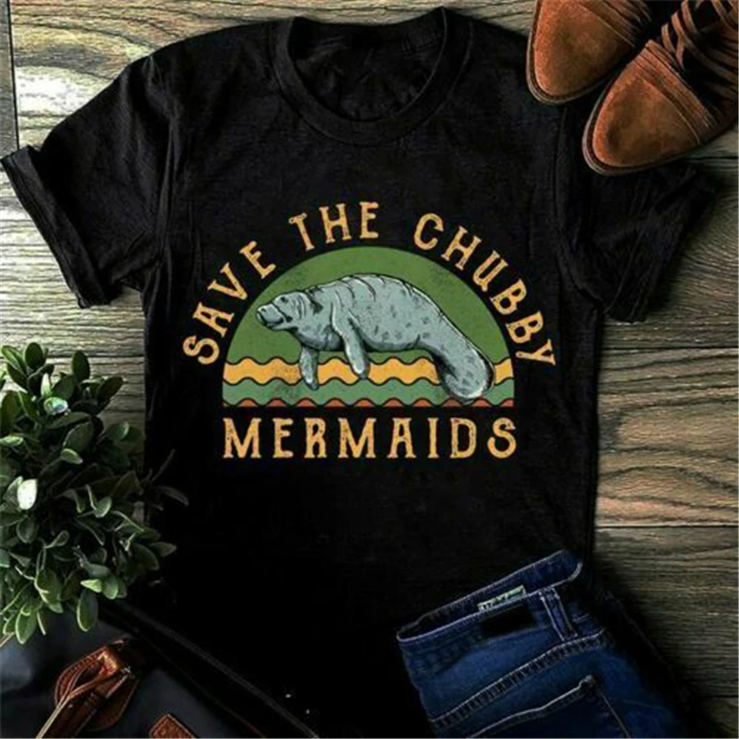 

Sea Lion Save The Chubby Mermaids Vintage Men T-Shirt Cotton S-3Xl Present Casual Tee Shirt